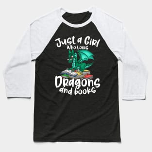 Just A Girl Who Loves Dragons And Books Reading Dragon Baseball T-Shirt